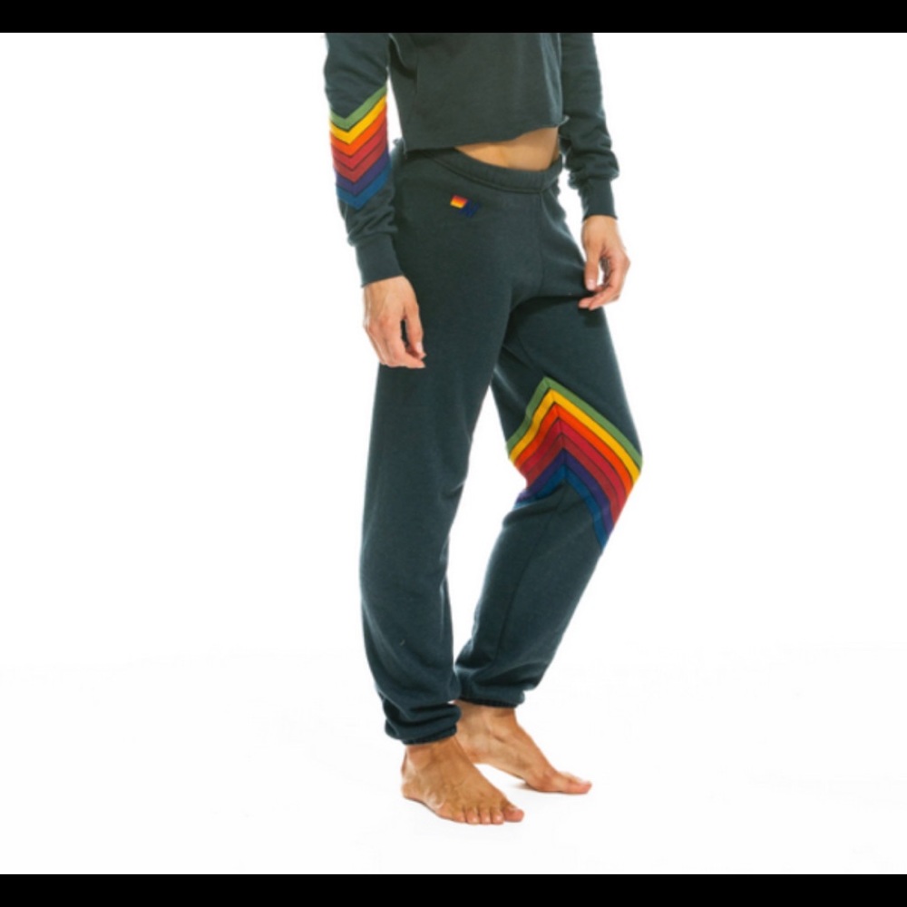 Women’s aviator nation chevron striped charcoal sweatpants